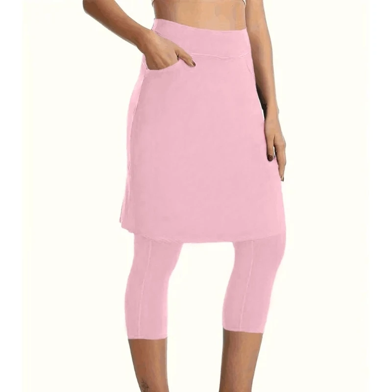 270C Workout Skirt Builting in Leggings Women Sportswears Skirted Leggings Perfect for Tennis Gym with High Elastic Waistband