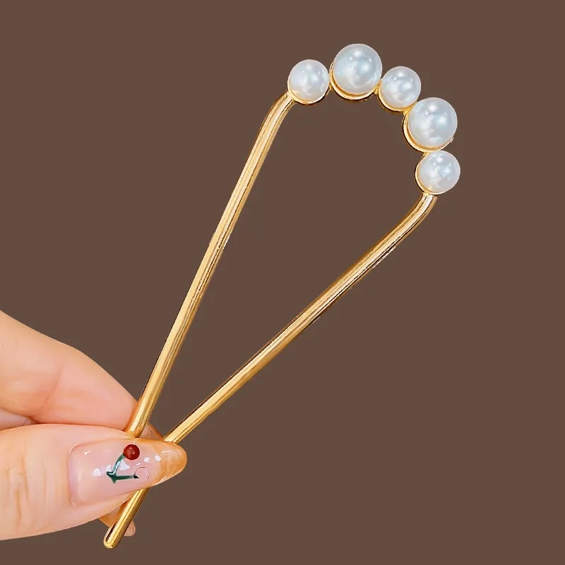 دبوس شعر لؤلؤي على شكل حرف U للنساء دبوس شعر أوبدو لظهر الرأس مع إكسسوار على الطراز الصيني الجديد على الطراز القديم #6