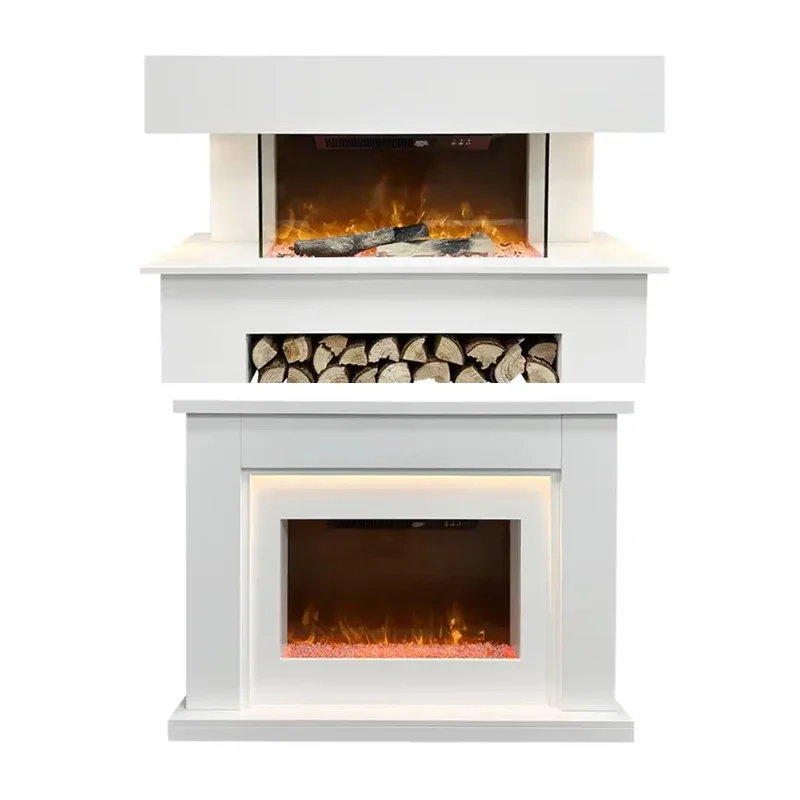 Customized Simple European Style 2000W Vertical Electric Heating MDF Material 3D Flame Electric Fireplace