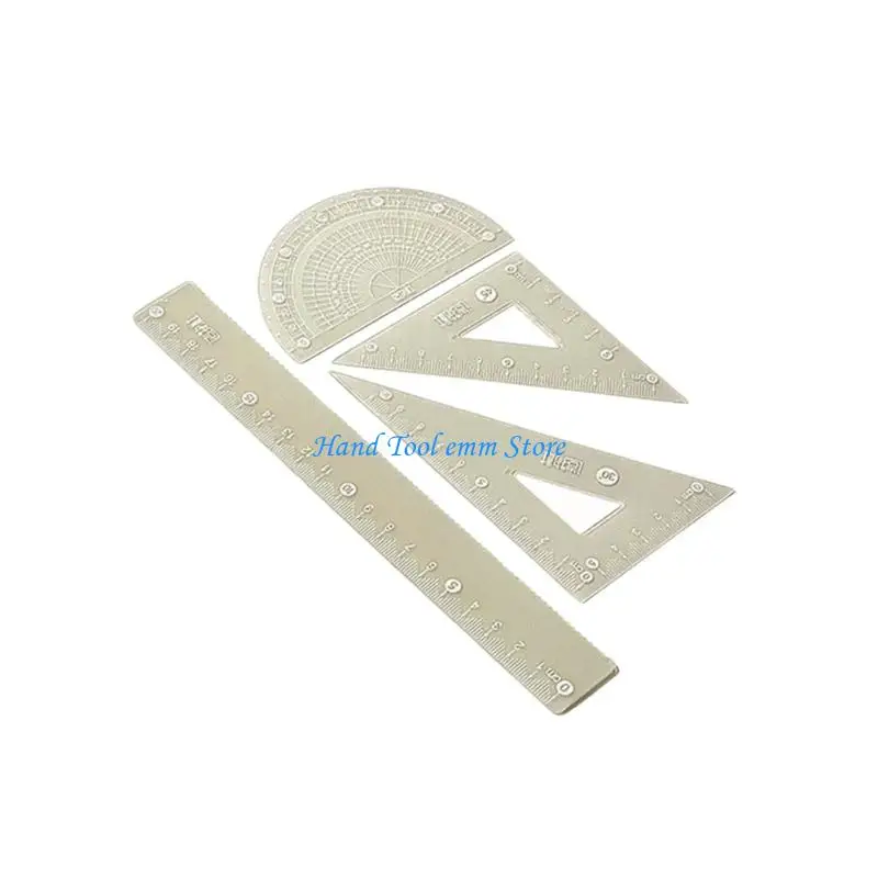 H37F Drawing Ruler Includes Straight Ruler Set Square Protractor for Student School