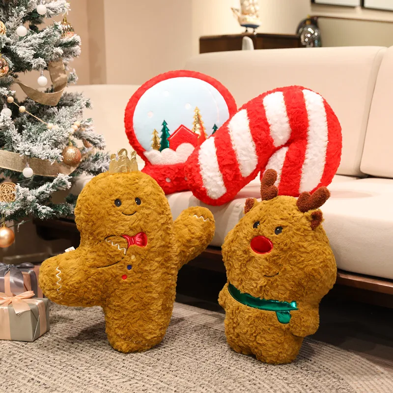 Nuovo Kawaii Gingerbread man Albero di Natale e alce Bambole di peluche Farcito Morbido Pianta Giocattoli Cervo Sika Per La Famiglia Decorazione di Natale Regalo