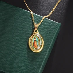 Stainless Steel Christian Virgin Mary Pendant Our Lady of Guadalupe Necklace Women's Religious Lucky Amulet Jewelry Gift