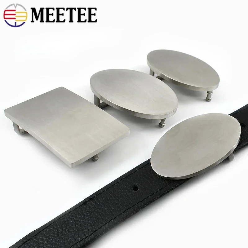 

Meetee 35mm/40mm Stainless Steel Belt Buckles for Women Men Waistband Clasp Head Smooth Plate Buckle DIY Hardware Accessories