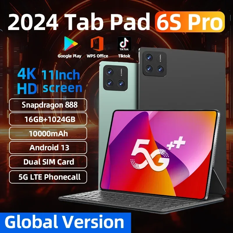 

Global Version Original Pad 6S Pro HD 4K Android 13.0 Snapdragon 888 11inch 16GB+1TB 10000mAh Tablet PC 5G Dual SIM WIFI Mi Tab