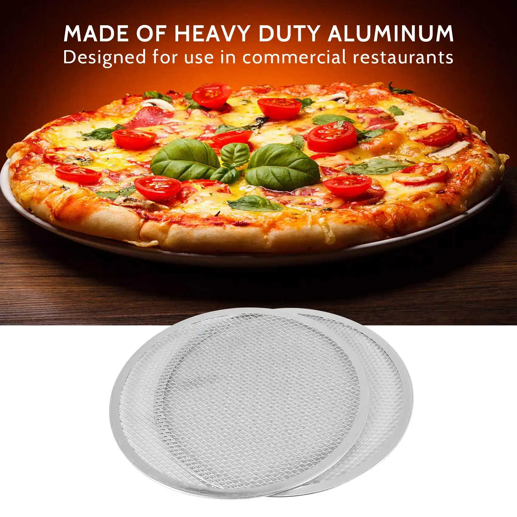 Pizza Screen, Pizza Pan,Pizza Pan for Oven, Pizza Tray, 12 Inch Seamless-Rim Aluminum Non Stick Pizza Screen (2PCS)