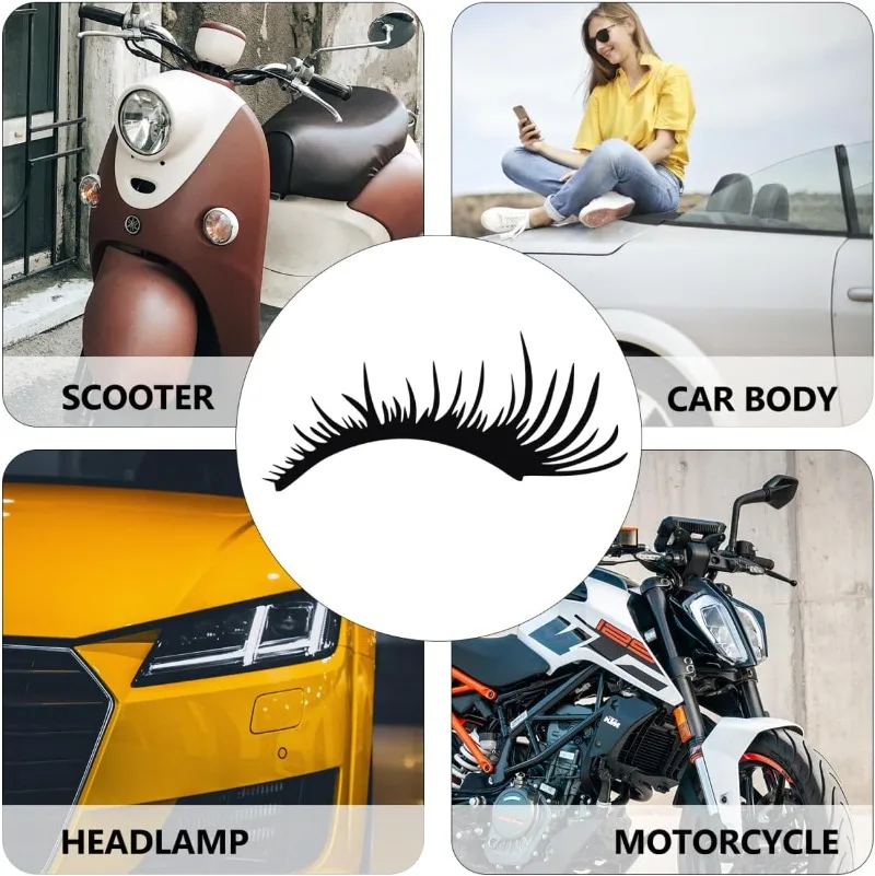 1Pair Of Charming Eyelash Stickers For Car Headlights,Car Bumper Decorations,Motorcycle Shaped Body Stickers,Windshield Stickers