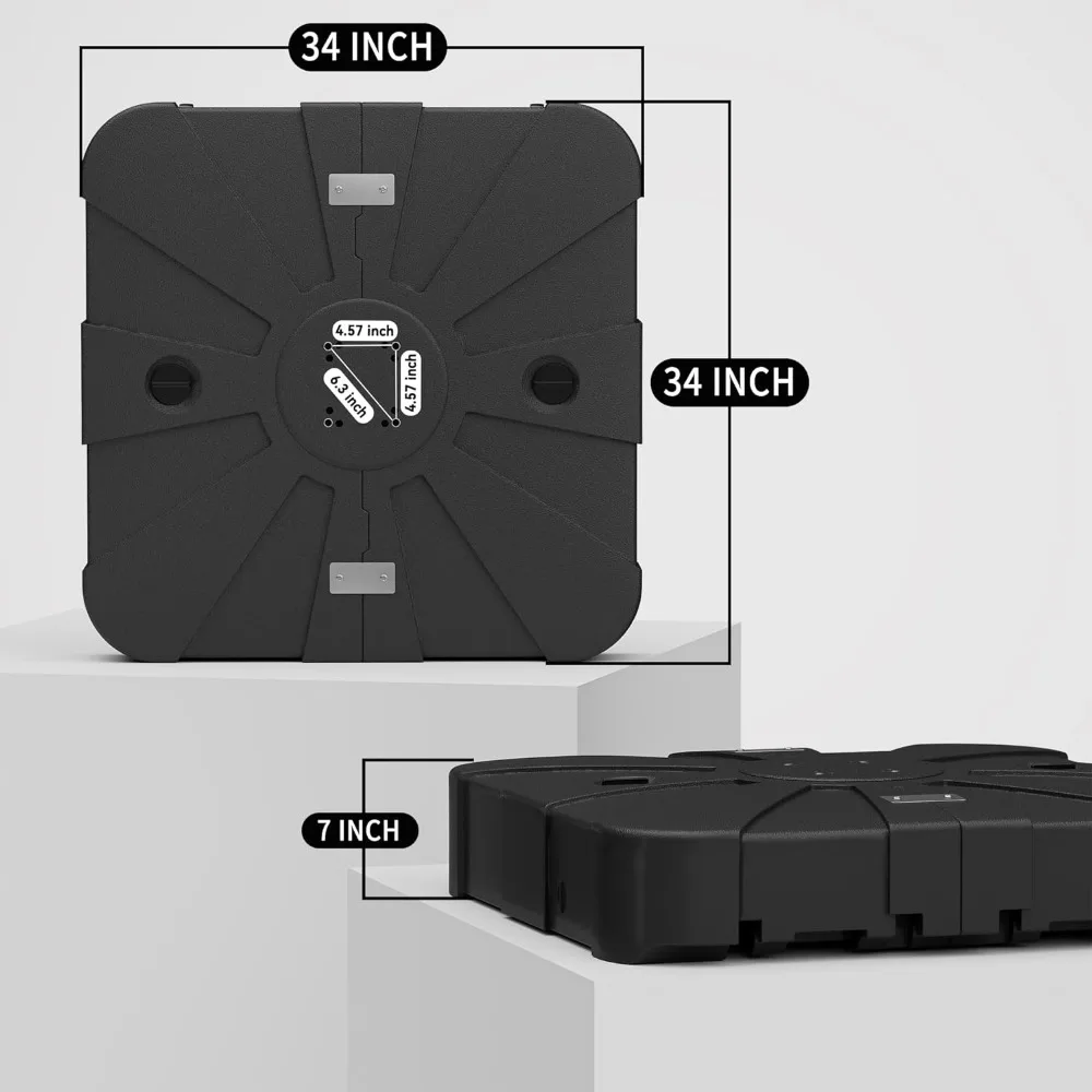 265 LBS 캔틸레버 야외 파티오 우산 베이스, 바퀴 달린 모래 또는 물로 채워진 사각형, 34 인치 x 34 인치