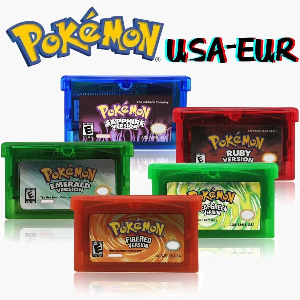 GBA Game Series 32 Bit Video Game Cartridge Console Card Pokemon EMERALD FIRERED LEAFGREEN RUBY SAPPHIPE
