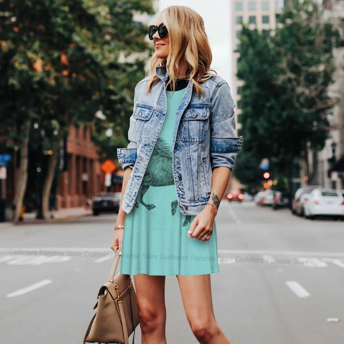 Robes d'été pour femmes, t-shirt de plage, sans manches, cheval de course sur vert, robe débardeur ample décontractée, 2025