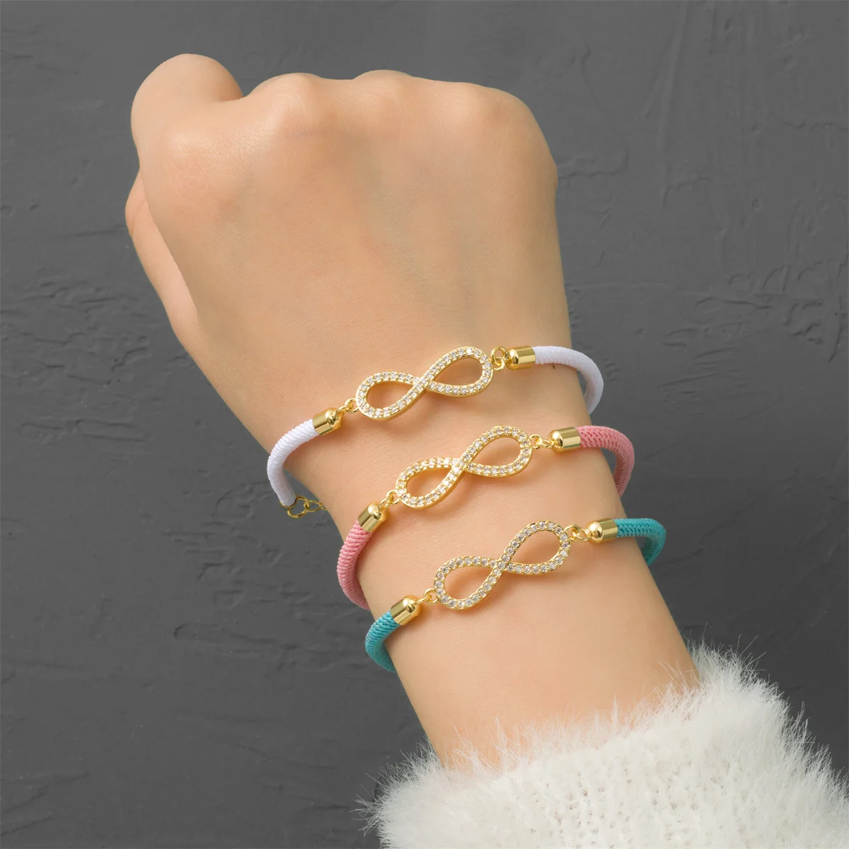 Copper Zircon Infinite Love 8 Accessories Milan Rope Bracelet For Girl Gift