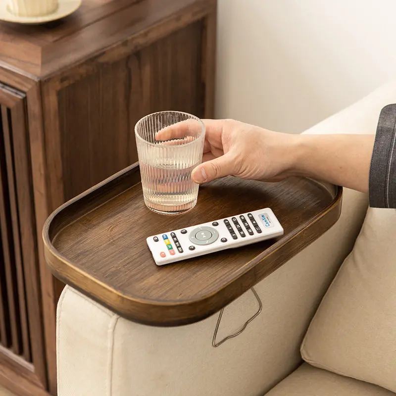 Pallet on the armrest of the sofa, side rack bracket, clip table board, water cup, small coffee table, tea table folding cup hol