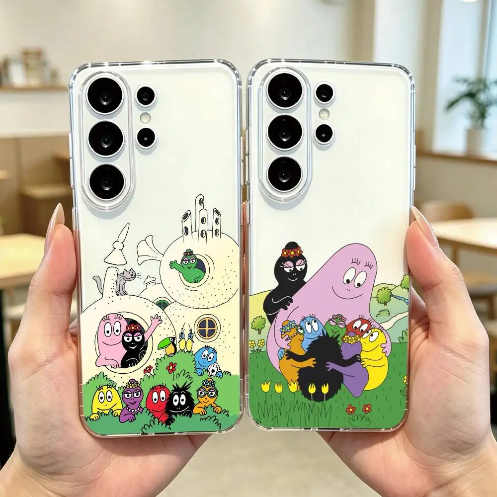 Cute Cartoon Barbapapa Phone Case Transparent Silicone Soft For Samsung S25,S24,S21,S22,S23,S30,Ultra,S20,Plus,Fe Gift