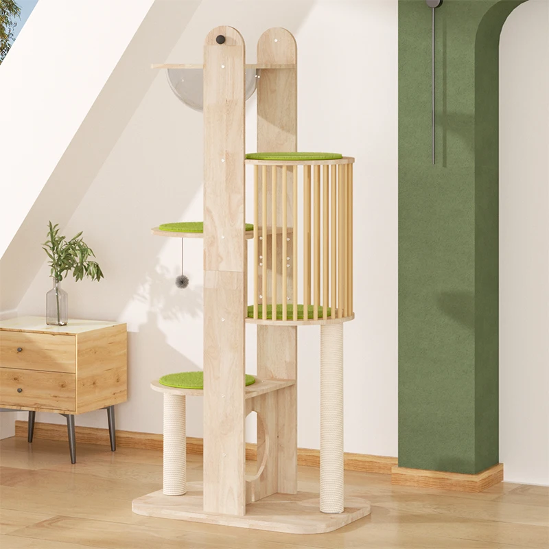 

High Quality Durable Cat Tree Luxury Solid Wooden Cat Climbing Tree Furniture Pet Toys Indoor Eco Friendly