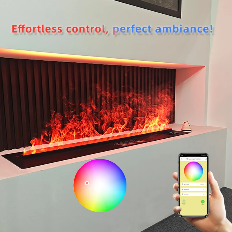 【Hot】3D Atomized Fireplace smart LED virtual flame indoor decoration humidifier Customized atomized water steam electric firepla