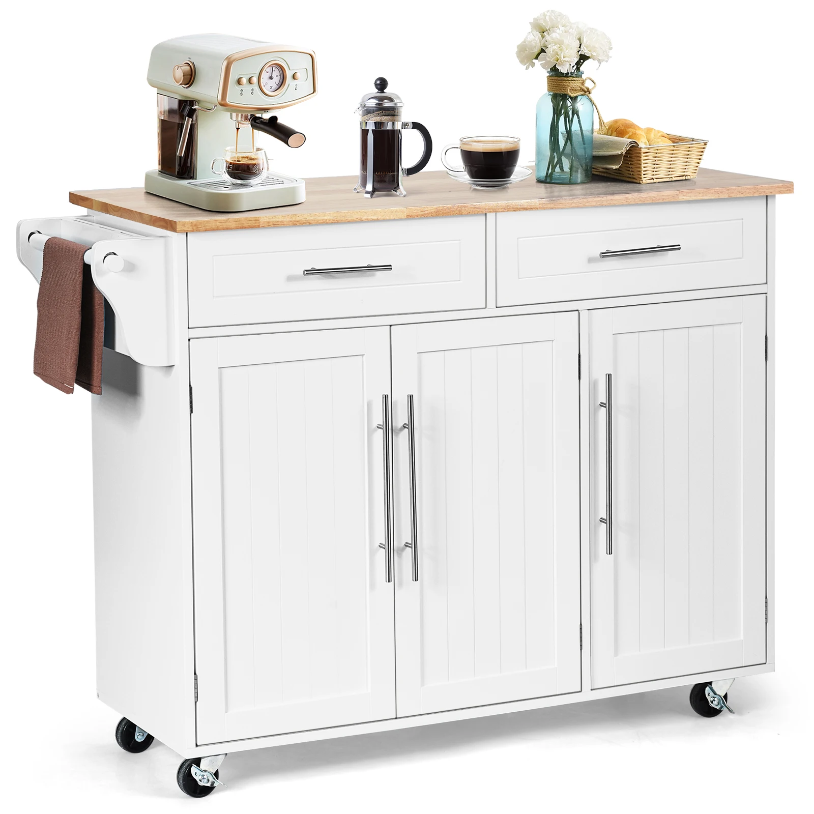 Kitchen trolley on wheels serving trolley kitchen kitchen trolley with drawers side cart kitchen island buffet cabinet Wood