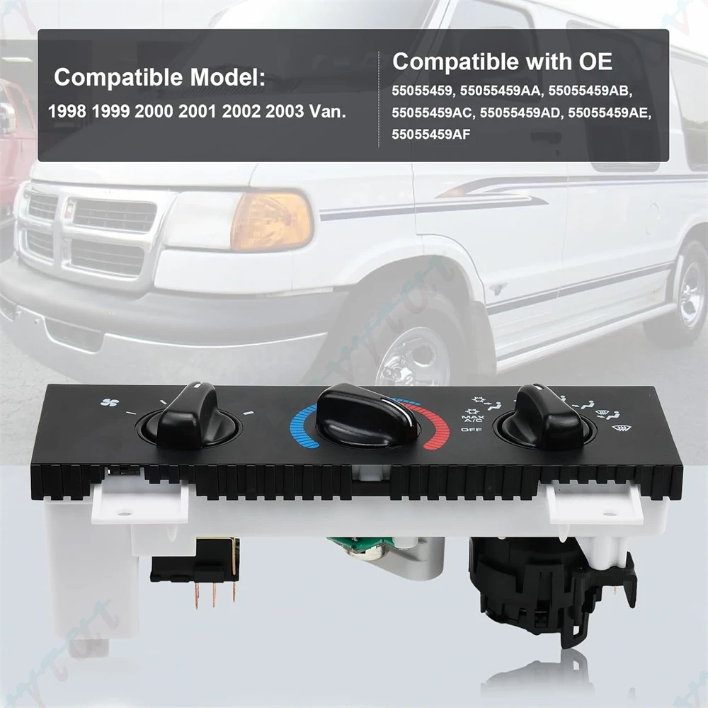 

55055459AA HVAC For Dodge Ram 1500 2500 3500 Van 1998 1999 - 2003 Heater A/C Control Switch Panel Front Climate Control Module