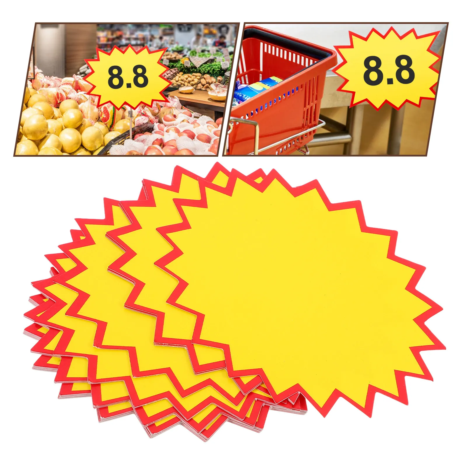 100Pcs 11x6cm Price Labels Bright Visual Effect Snap Clip Elastic Mount for Retail Store Supermarket Sign Display Stand Use