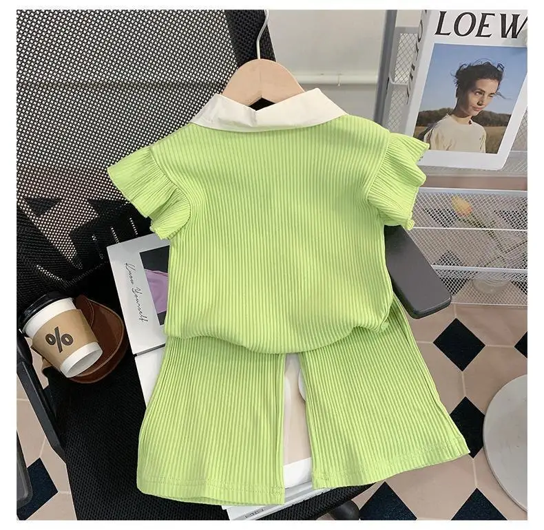 Summer Kid Baby Girls Clothes Set Sleeveless Tops And Shorts Fashionable Lovely Clothing Outfit for Babies Suits