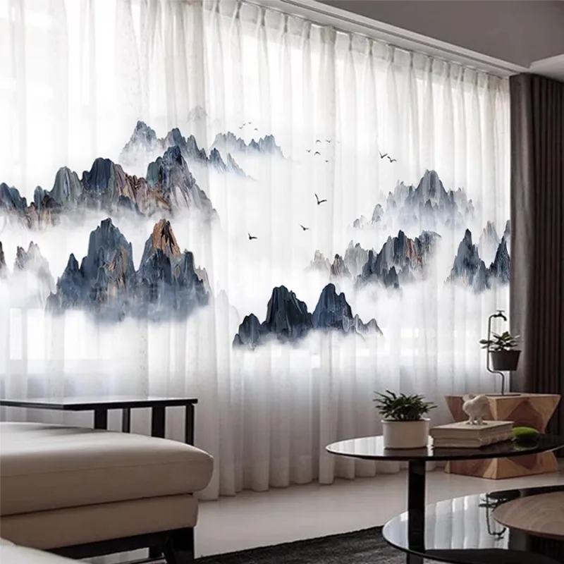 

Sample Custom Curtains for Living Room Chinese Ancient Transparent Impermeable Window Blackout Thermal Insulated