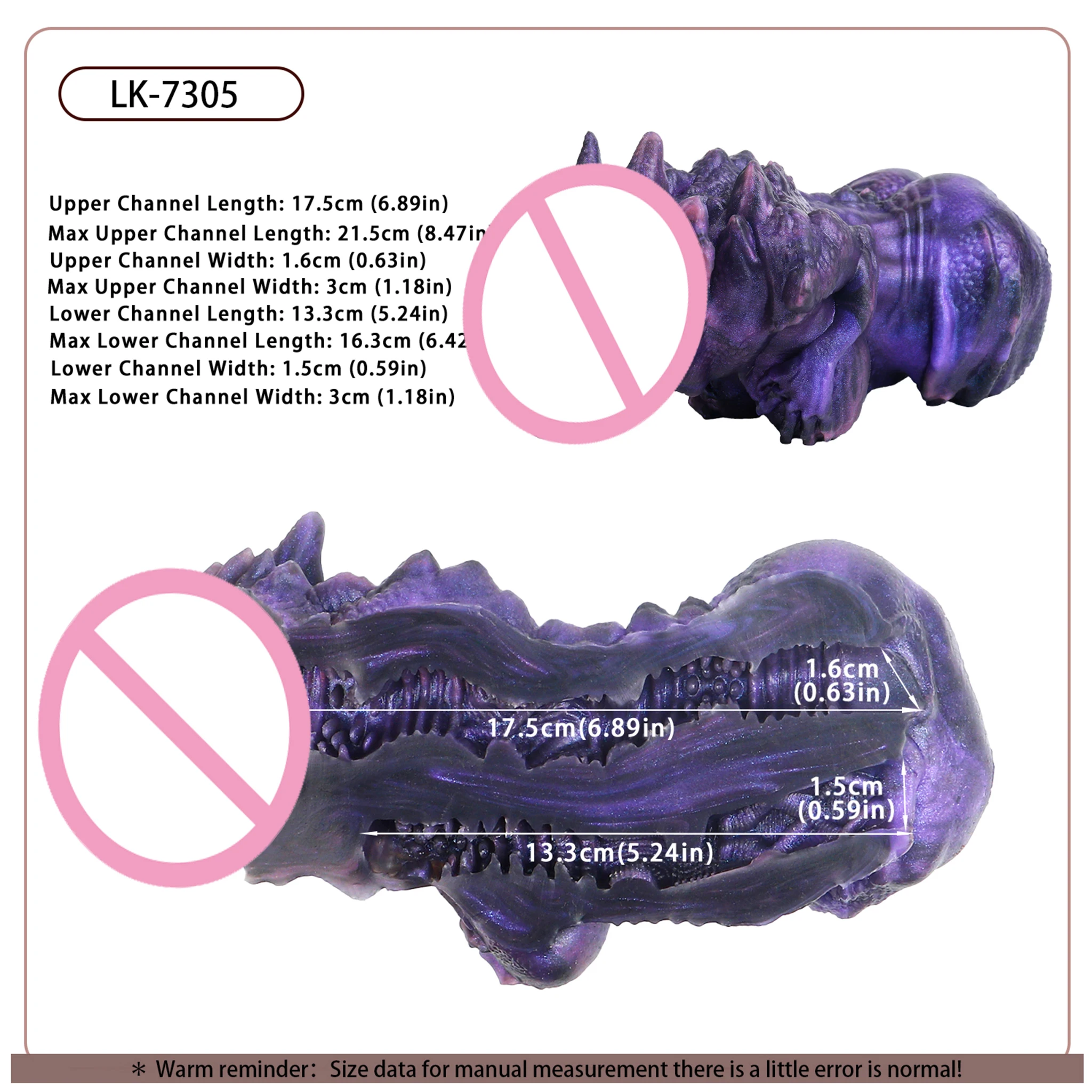 SHAZ Purple Evil Dragon Masturbator, Silicone Pocket Pussy Stroker, Tight Dual Channel Onahole, Sex Toy for Men Penis Training view 6