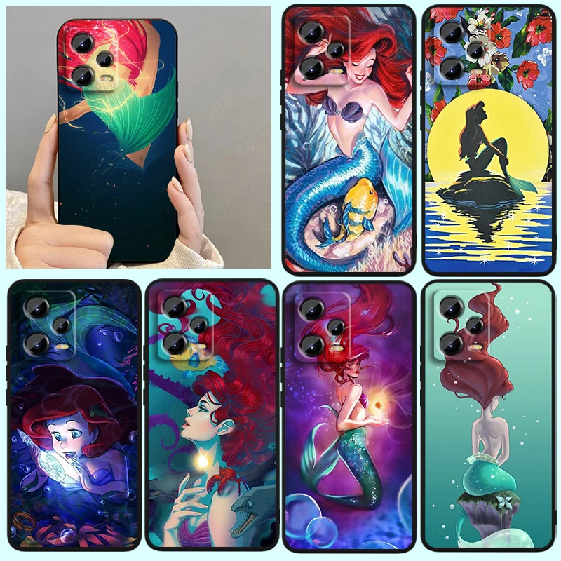 

Disney The Little Mermaid For Xiaomi Redmi Note 13 12R 12 12S Turbo 11 11T 11S 10 10S Pro Plus 5G Black Back Phone Case