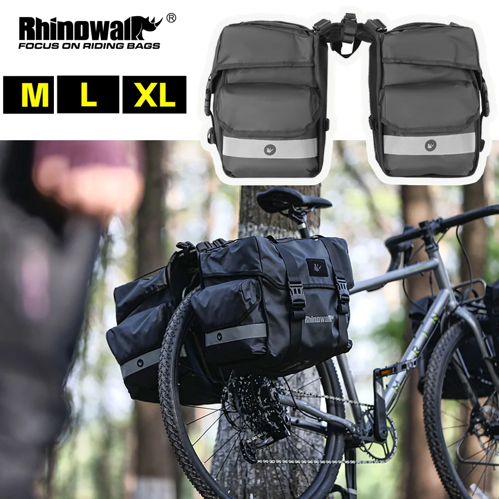 

Rhinowalk Bike Pannier Bag Waterproof Dry Cycling Back Rack Side Bag 22/40/50L Large Size Fit 29-35CM Length Rack Long Distance