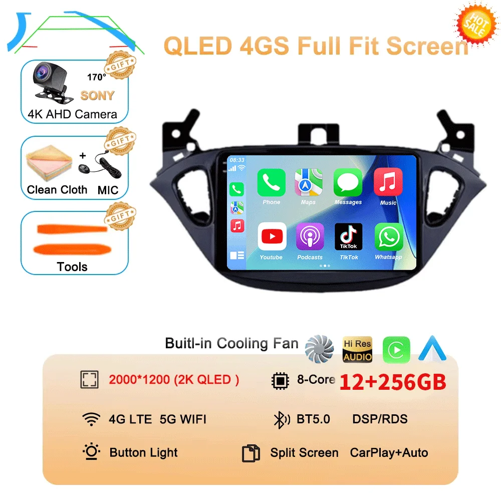Android 16 Auto voor Opel Corsa E 2015-2019 voor Opel Adam 2013-2016 Multimedia Videospeler Radio Carplay Auto GPS WIFI+4G Stereo