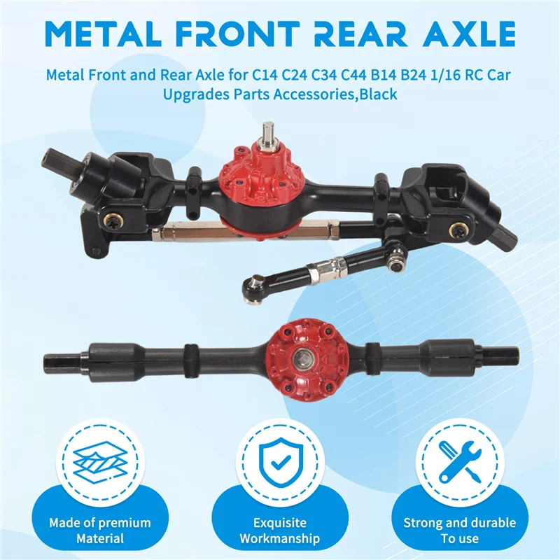 ABUM-Asse anteriore e posteriore in metallo per WPL C14 C24 C34 C44 B14 B24 1/16 RC Auto Aggiornamenti Parti Accessori