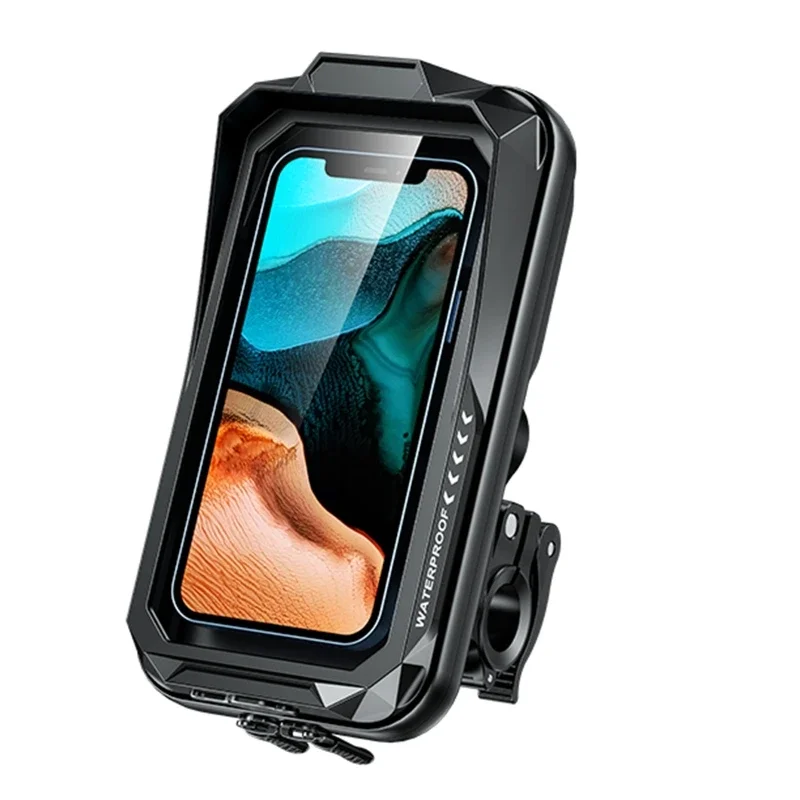 For Motorcycle Bike Handlebar Universal Phone Holder Waterproof 360° Rotatable Storage Pouch Fit 4.7-7.2 Inch Mobile Phone