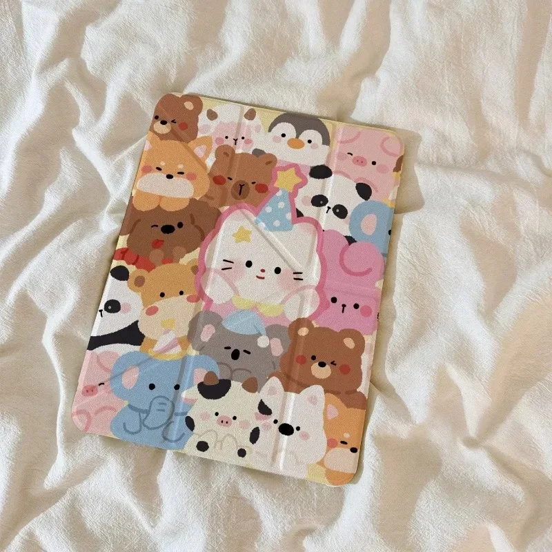 Cartoon Animals Party Case for IPad 11th A16 10th 10.9 Air5 Air6 11in Tablet Case for Pro Air7 Air6 11in Mini7 8.3 Air2 9.7 Case