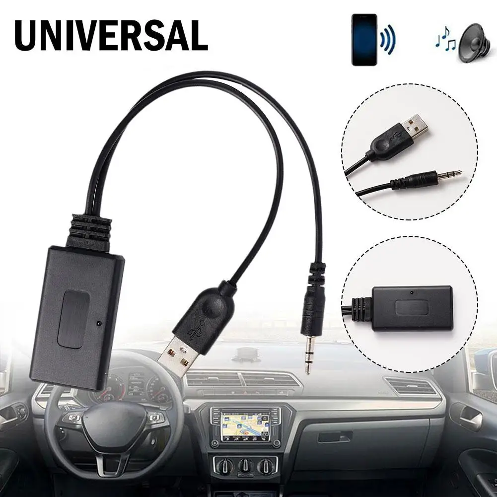 High Quality Universal Car 12V bluetooth Module Adapter Stereo Cable AUX-IN 3.5MM Jack Wireless Radio Adapter Aux USB NEW