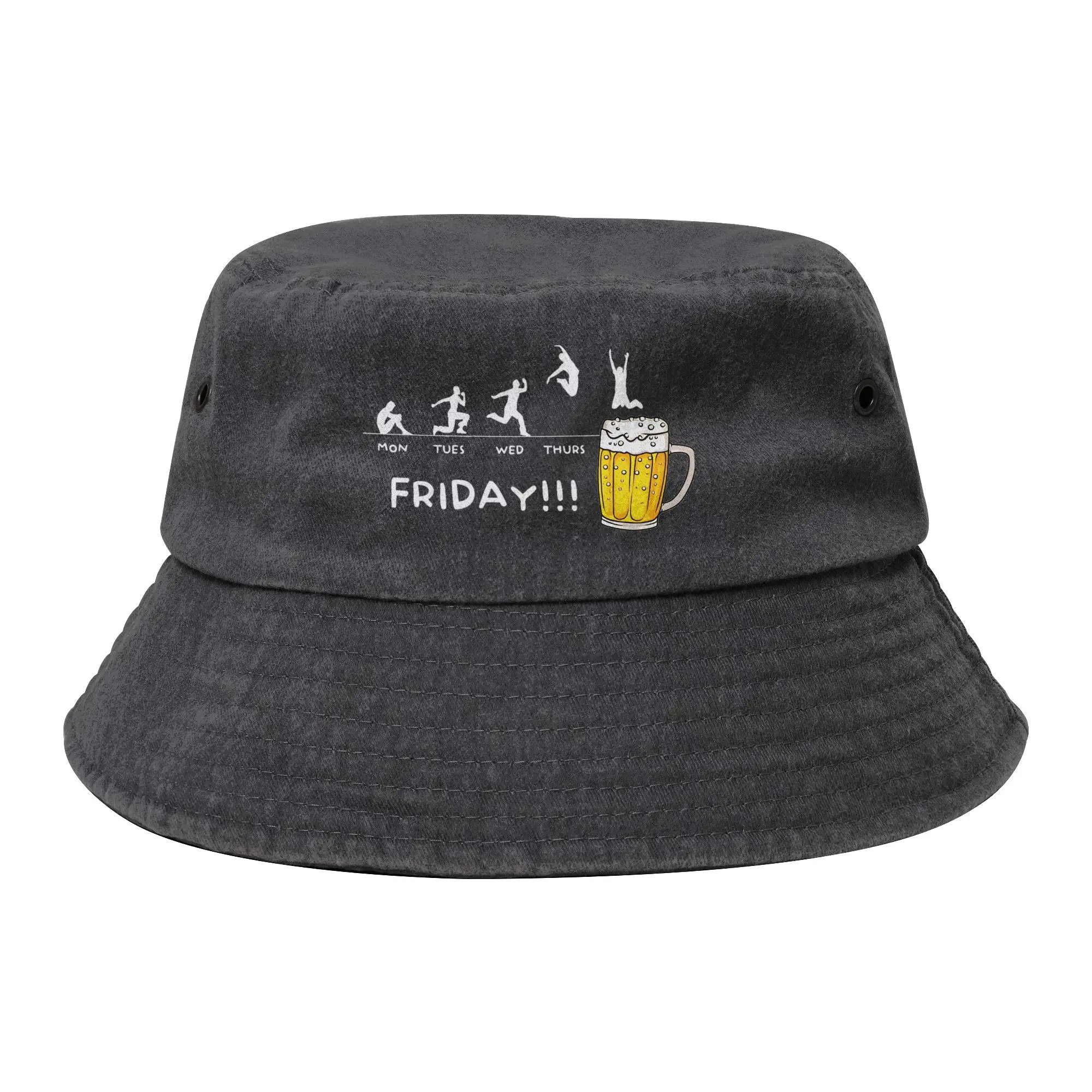 Summer Beach Headwear Friday Beer Drinking Stuff Bucket Hats Unisex Distressed Denim Washed Sun Hat  Ispoti Cap Fisherman Hat