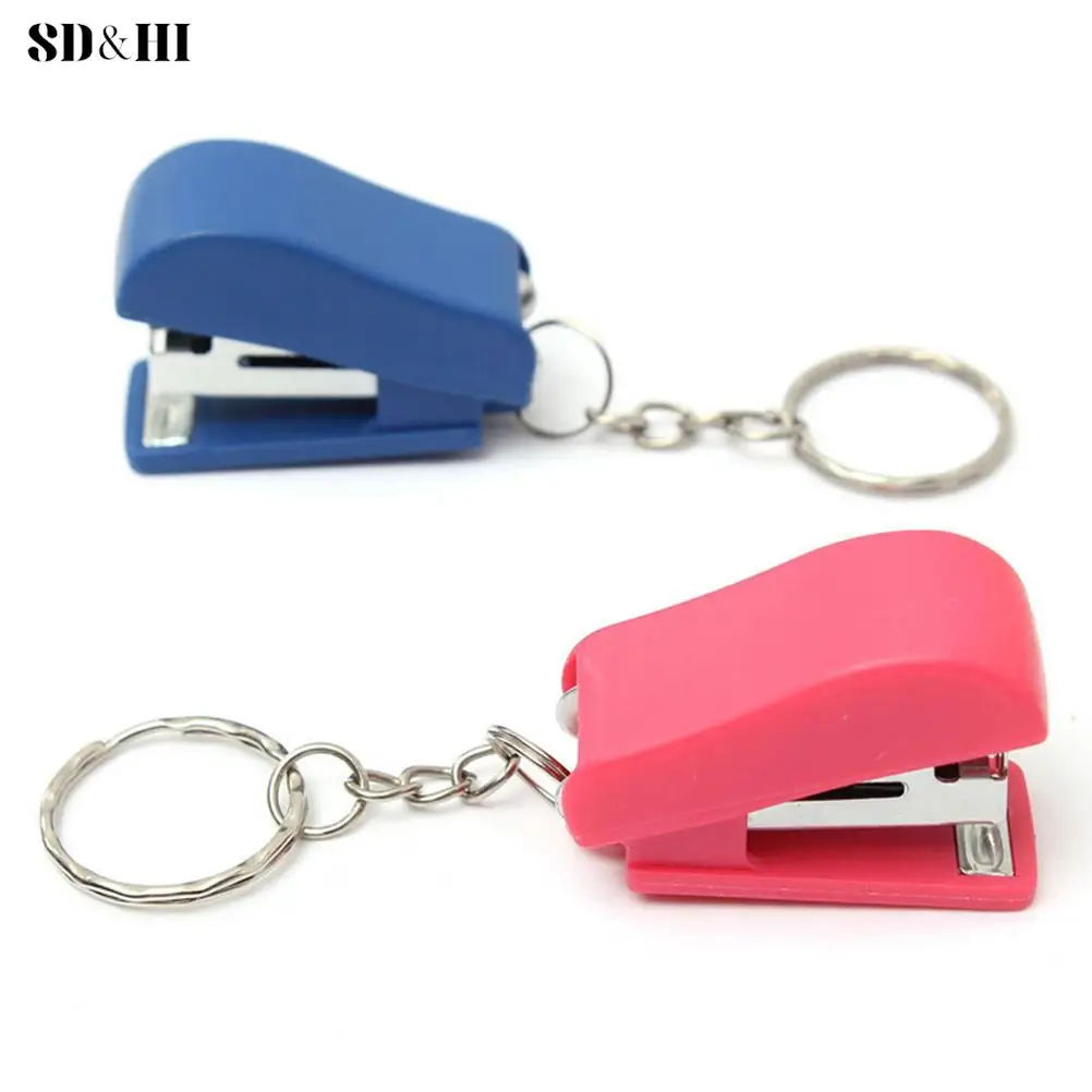 Portable Keychain Mini Cute Stapler For Home Office School Paper Bookbinding Gif