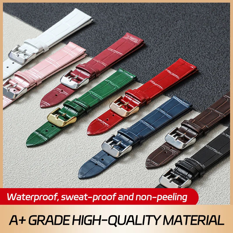 

Ultra-thin leather Watch strap For Tissot dw Longines ck Rossini Women's cowhide Watchband Black 12mm 14mm 15mm 16mm 18mm 20mm