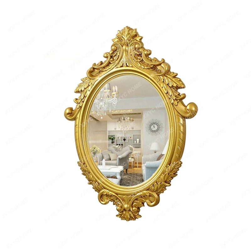 

Light Luxury Clothing Store Decorative Mirrors Retro Hotel Wall-mounted Makeup Mirror European BeautyHome Bathroom Mirror