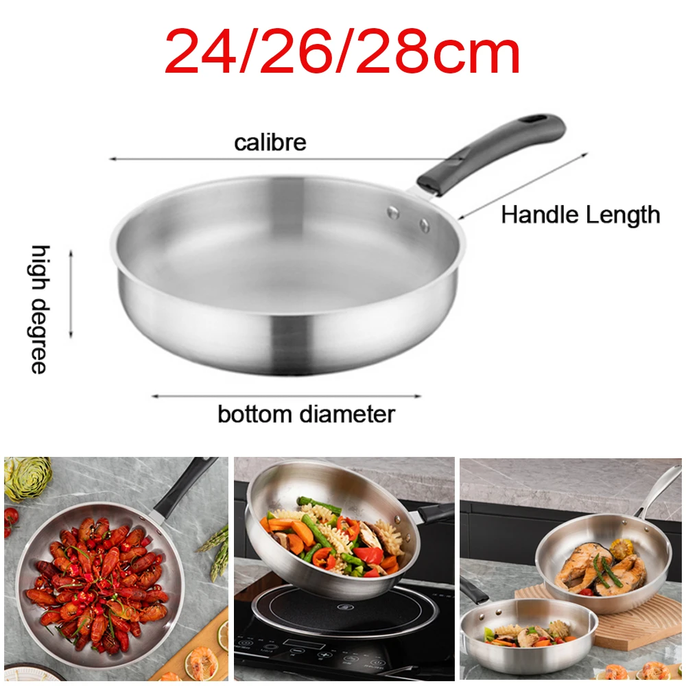 

Stainless steel Frying pan Wok Non-Stick Pan Home Thickened Cooking Pot 24/26/28cm Gas Stove Induction Cooker Universal Saucepan