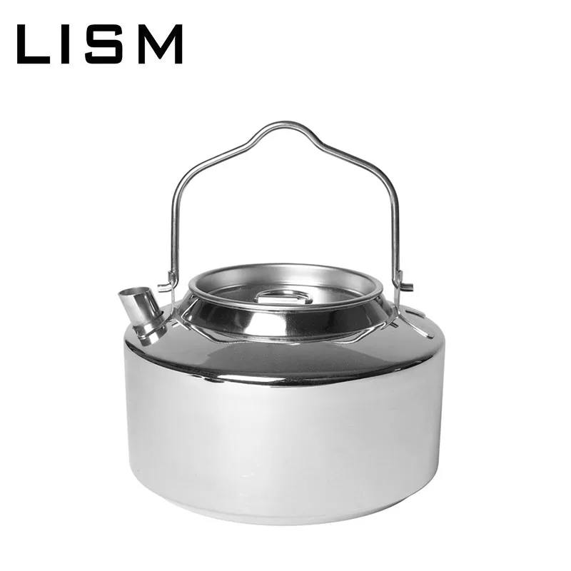 1.2L Outdoor Camping Kettle Stainless Steel Lightweight Portable Backpacking Hiking Campfire Water Teapot Coffee Pot