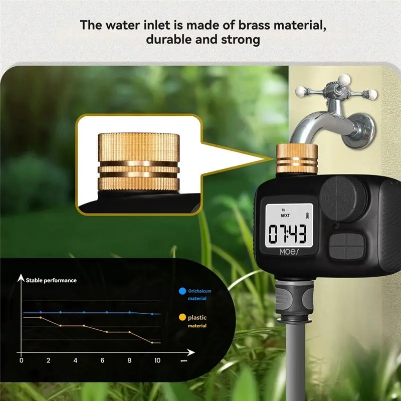 DT17 Water Timed Irrigation Water Valve with LCD Display Screen IP55 Waterproof Rotary Knob Button Control Smart Water Valve