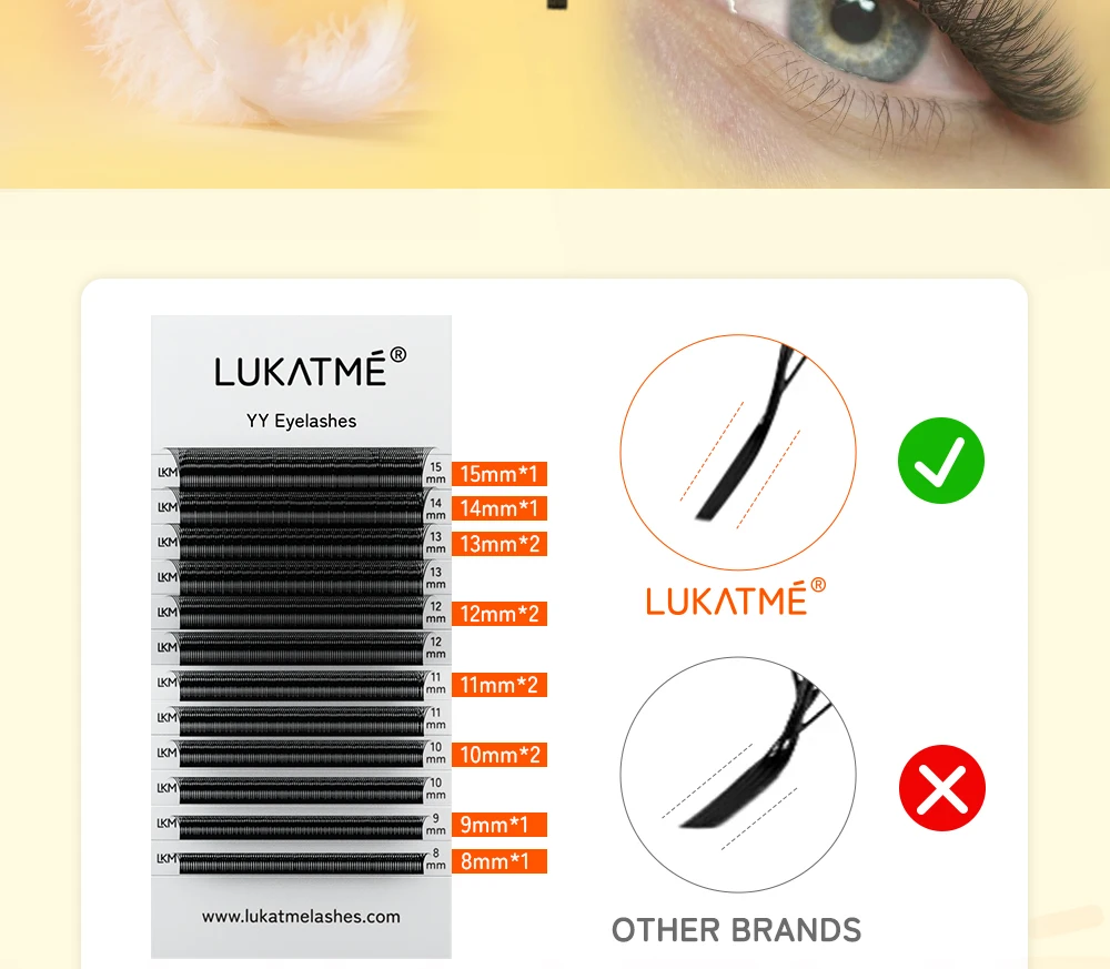 LUKATME YY Wimpernverlängerungen, vorgefertigte Wispy-Fächer, natürliche YY schwarze Wimpernbüschel, C/D/M Curl, Easy Fan Wimpern 7-15mm für den Salon – Detail 5