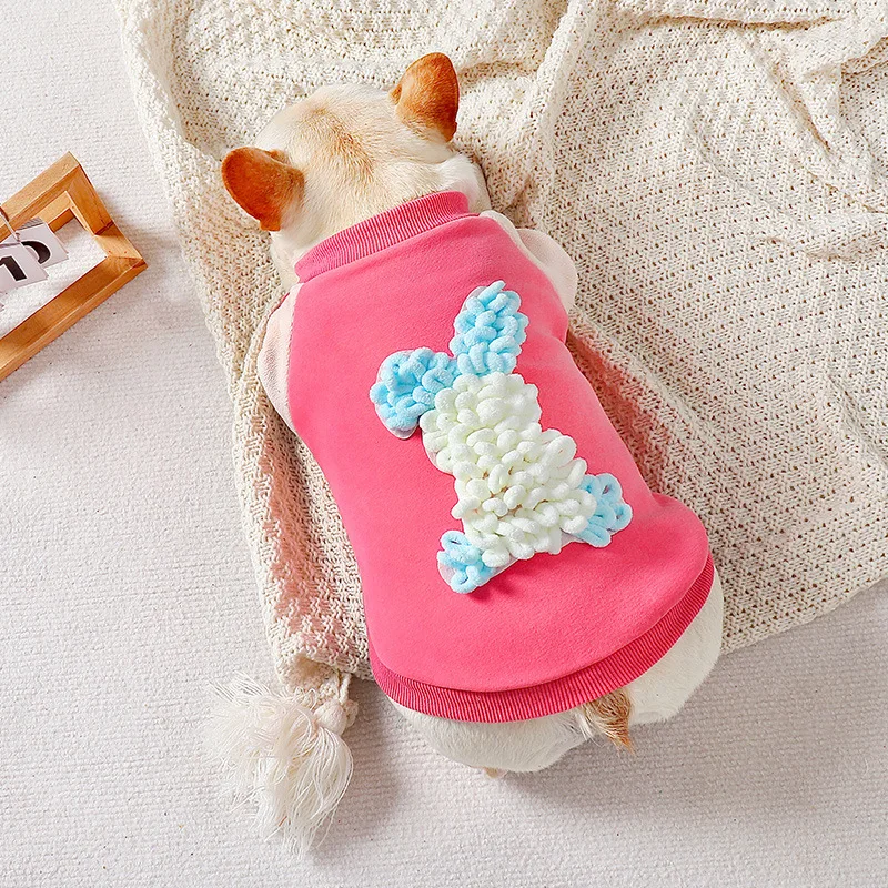 Fashion Sweater Puppy Clothes Cute Pet Clothes Cotton Wool Sweater Rabbit Embroidery Clothes Thickened Dog Clothes Winter Warm