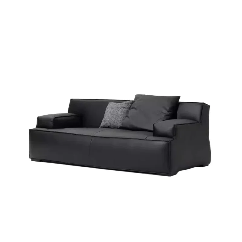 

Black leather sofa living room small apartment designer