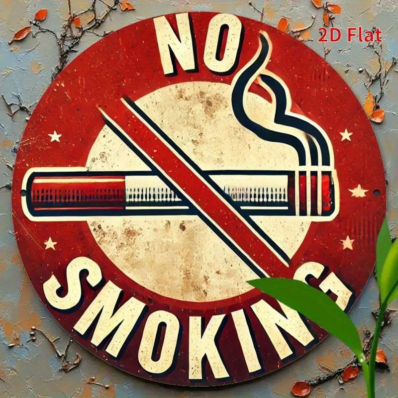 2D flaches 1-teiliges Retro-Holzschild „No Smoking“ – Retro-Holzwandkunst und rotes und weißes Design, geeignet für No-Scenario's – Detail 3