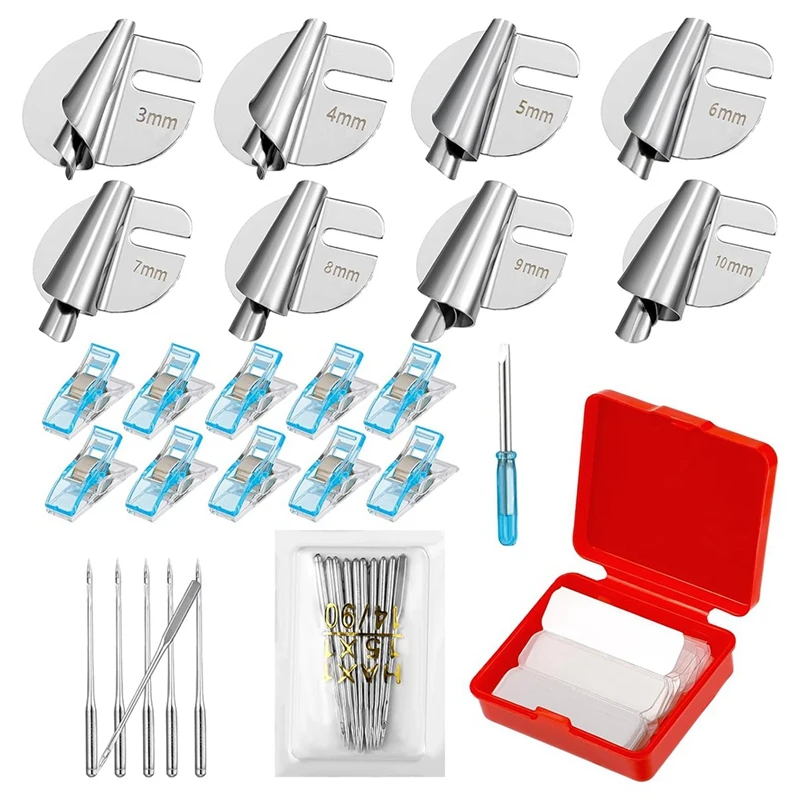 8 Pcs Sewing Rolled Hemmer Foot Set 3-10Mm 8 Sizes Rolled Hem Presser Foot With Sewing Clips Sewing Needles For Home