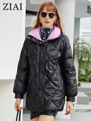 ZIAI Women's coat 2022 New fashion zipper button double layer design stand collar windproof outdoor casual women Jacket ZR-20258