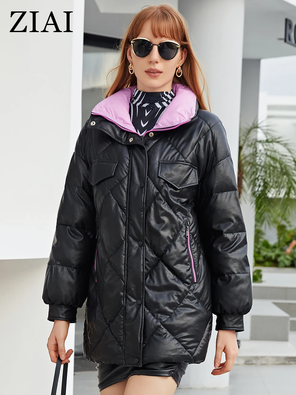 ZIAI Women's coat 2022 New fashion zipper button double layer design stand collar windproof outdoor casual women Jacket ZR-20258