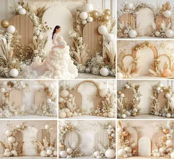 Mehofond Photography Background Beige Boho Floral Panel White Room Adult Birthday Maternity Portrait Decor Backdrop Photo Studio