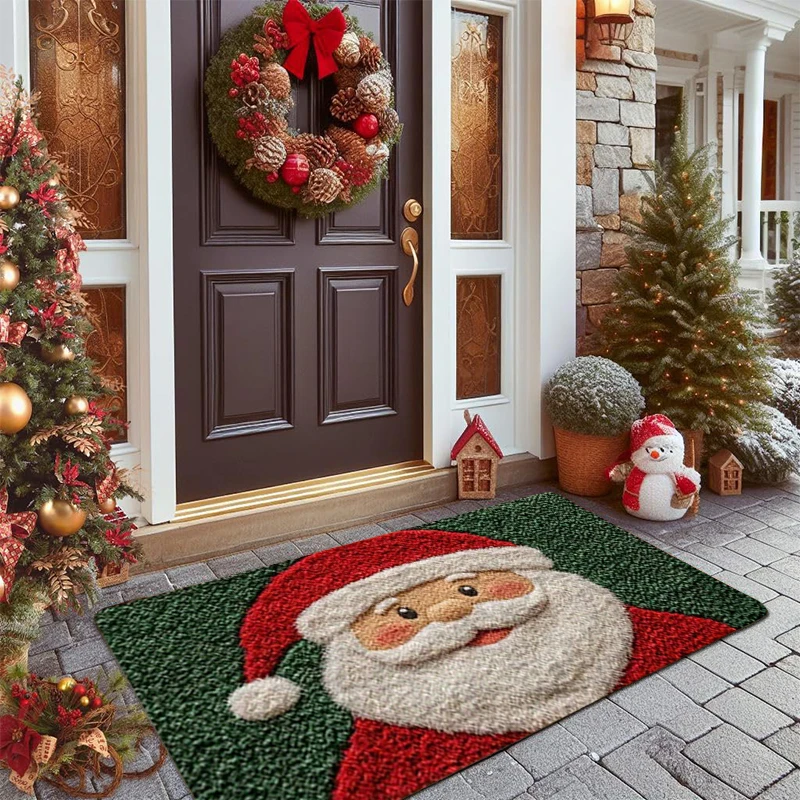 Weihnachtsteppich Türmatte Frohe Weihnachten Festliche Weihnachtsmann Außendekorationen Zuhause 2026 Navidad Weihnachtsdekoration Neujahr 2027 – Detail 7