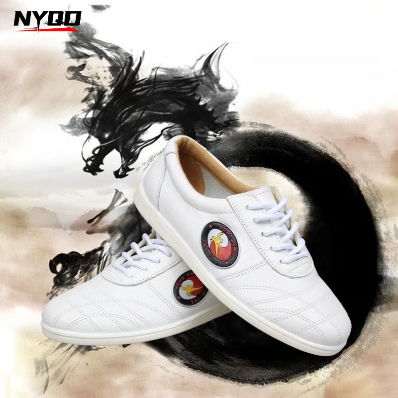 Genuine Cowhide Tai Chi Shoes Men Women Breathable Non‑Slip Wushu Kung Fu Training Sneakers Comfort Elderly Walking Footwear