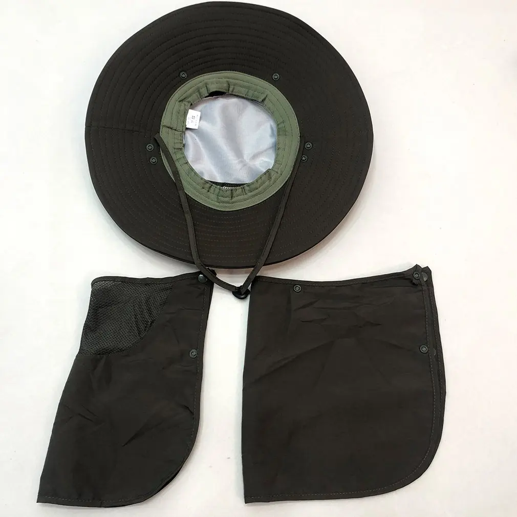 Musim Panas Luar Ruangan Cepat Kering Topi Memancing Bersirkulasi Matahari Topi Nelayan Desain Lipat Topi Tali Tahan Angin
