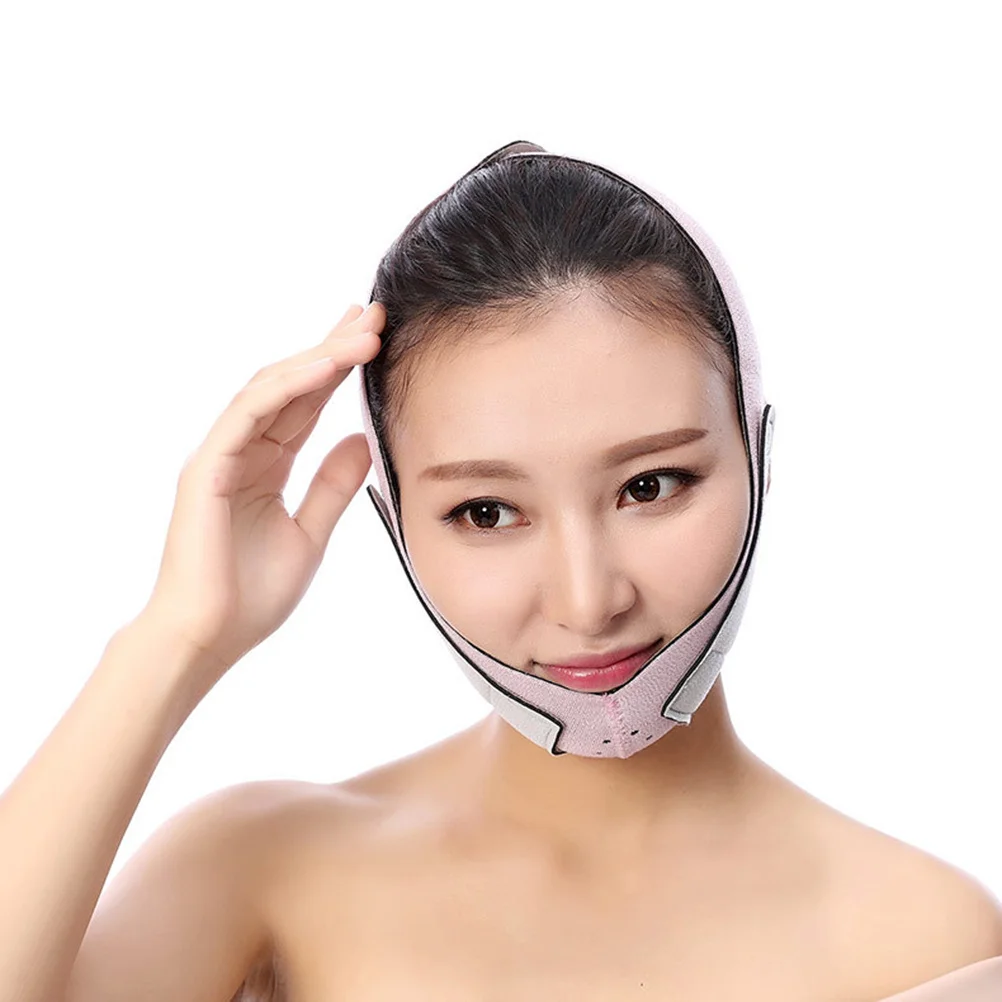 

Pink Face-Lifting Belt 29.5x11cm V Strap Slim Thin Masseter Chin Strap Breathable Soft Comfortable Thin Face Mask